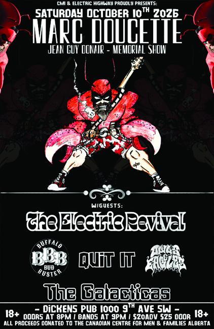 Jean Guy Memorial with The Electric Revival, Buffalo Bud Buster, Quit It, Owls & Eagles and The Galacticas official event artwork